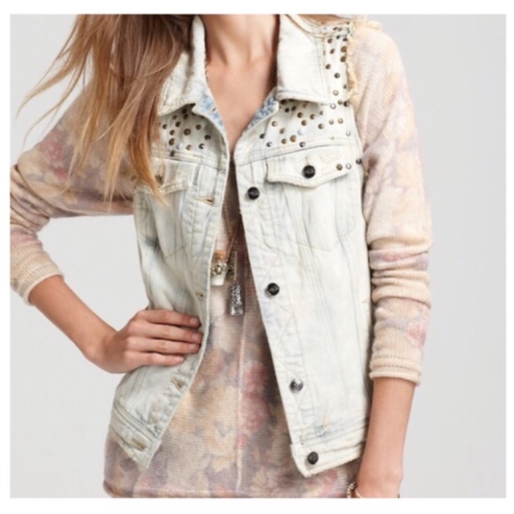 Free People Studded Denim Vest